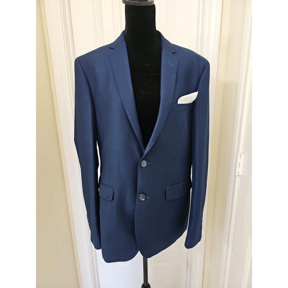 Alberto Cardinali Mens Blazer 40S Slim Blue Rayon Blend Suit Jacket